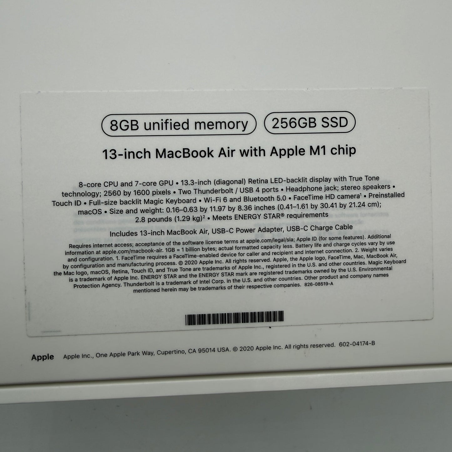 Apple MacBook Air 13" A2337 M1 2020 8GB RAM 256GB Silver With Box
