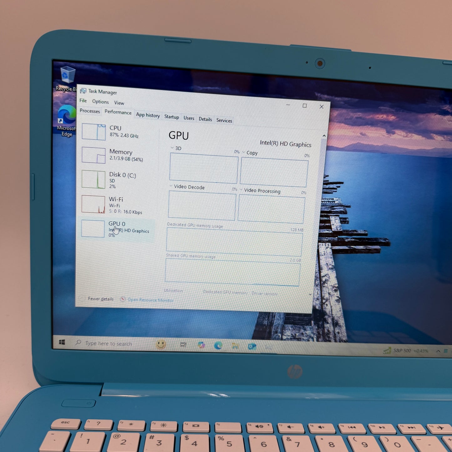Used HP Stream 14-cb010nr Laptop 32GB Intel Celeron 4GB RAM Blue 2016