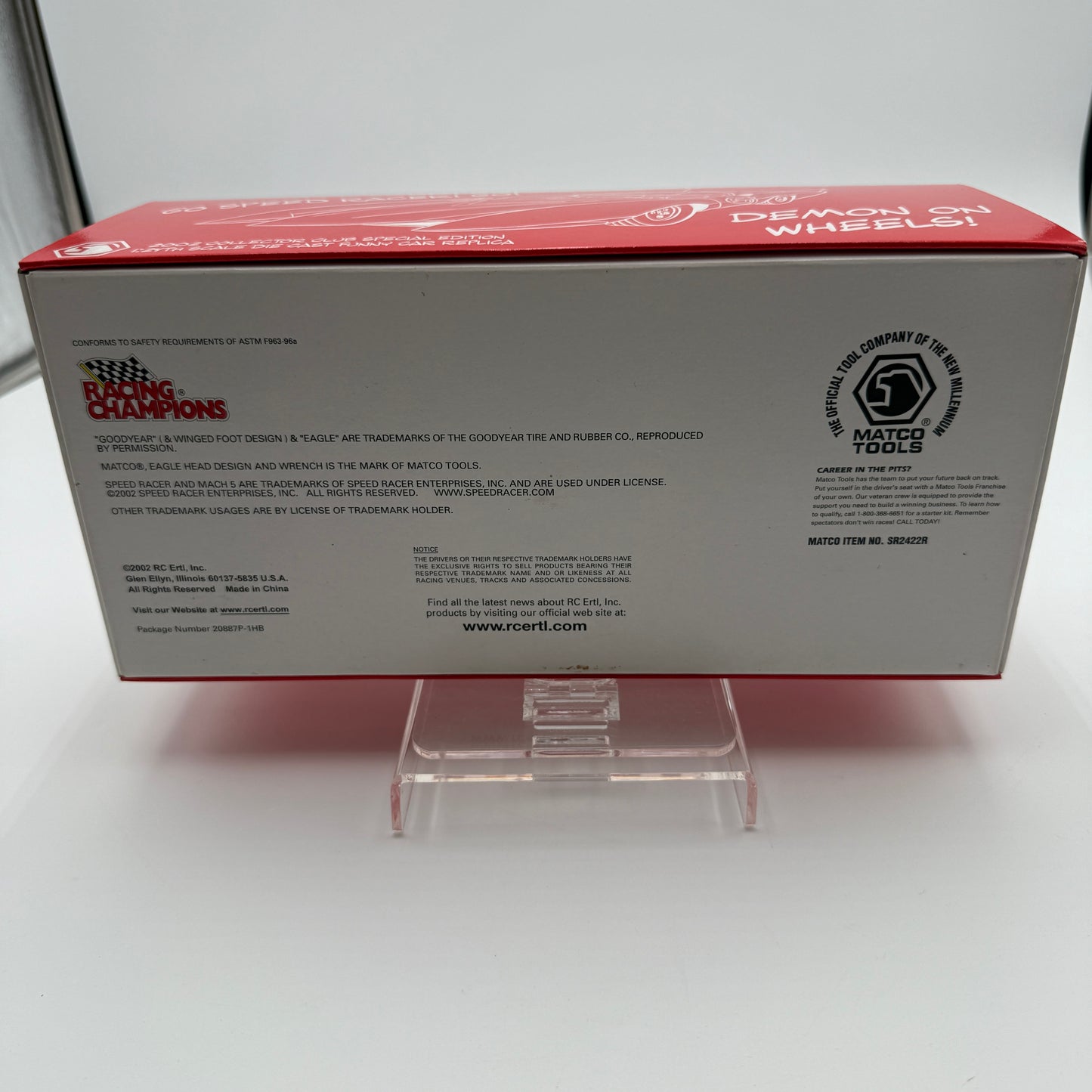 Action Racing 2002 Racing Champions Matco Tools Speed Racer Collectors Club 1:24 Diecast Limited Edition COA