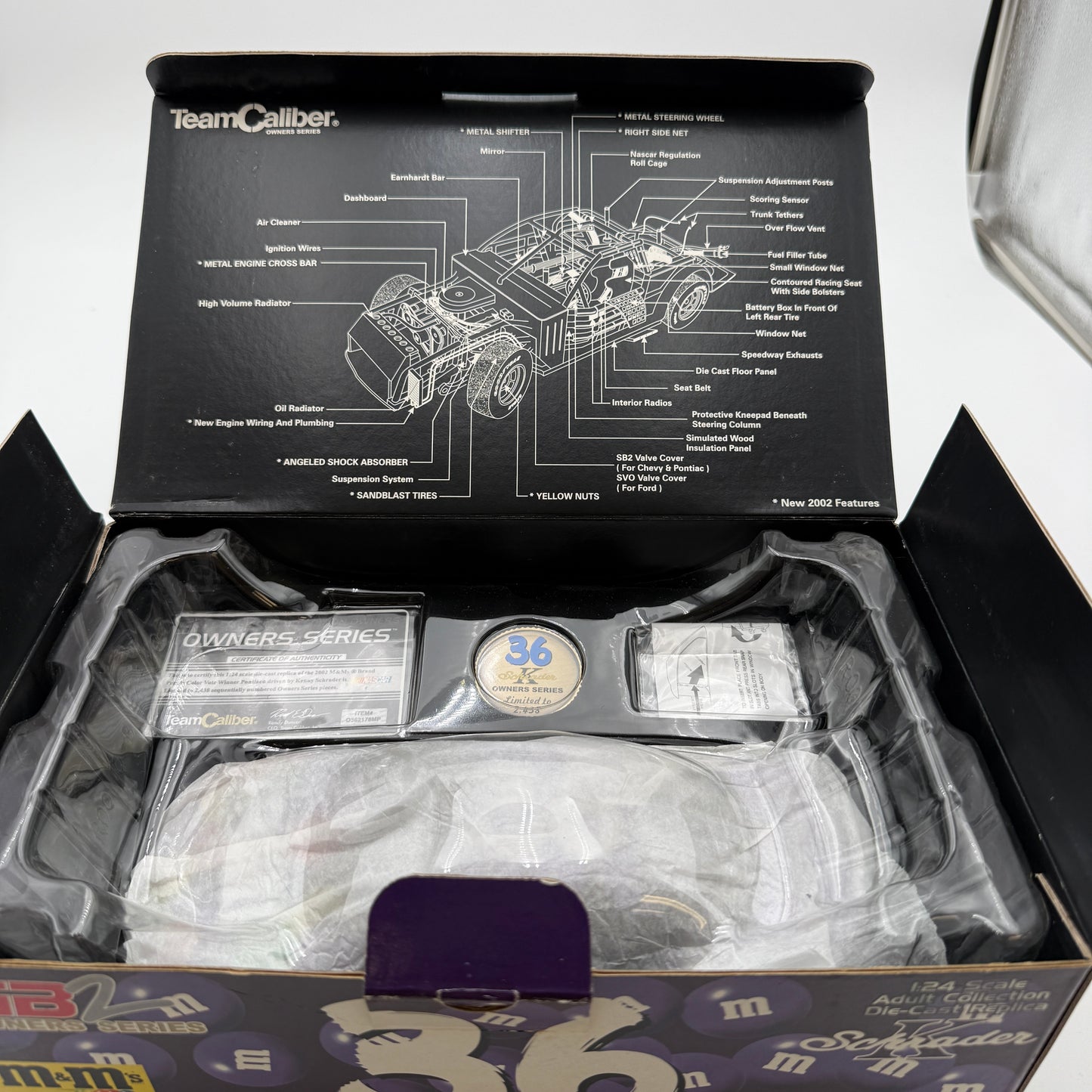 Action Racing #36 M&Ms Brand Purple Color Vote Winner 2002 1:24 Team Caliber Collectible
