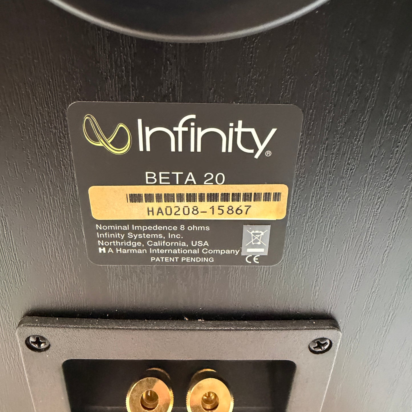 Infinity Beta 20 Bookshelf Speakers x2 Black
