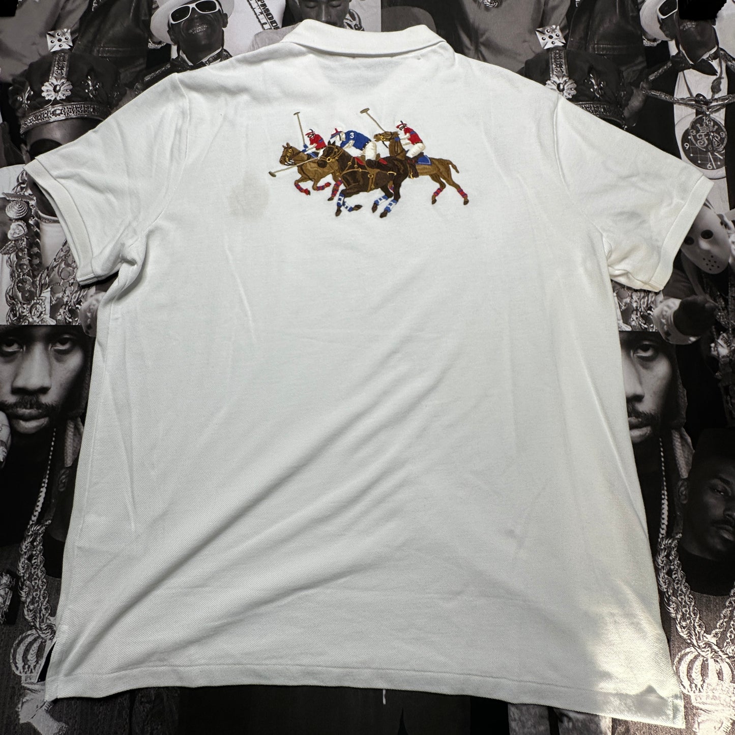 Polo Ralph Lauren Custom Slim Fit Triple Pony Crest Polo White SZ XL 710935534001