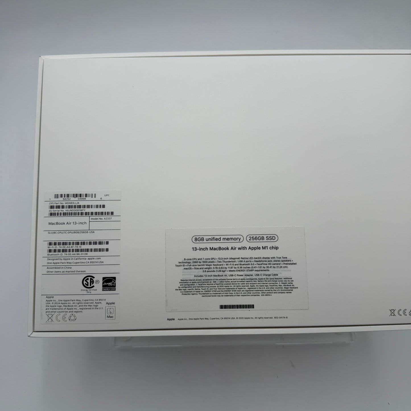 Apple MacBook Air 13" A2337 M1 2020 8GB RAM 256GB Silver With Box