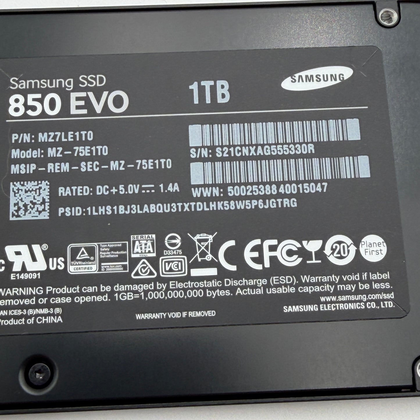 Samsung 850 EVO SSD 1TB SATA III Internal Solid State Drive Black Used