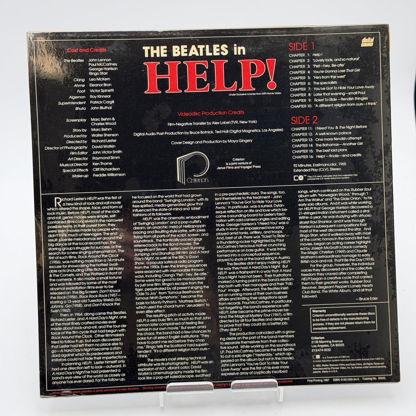 The Beatles: Help! Criterion Collection Laserdisc Brand New Factory Sealed