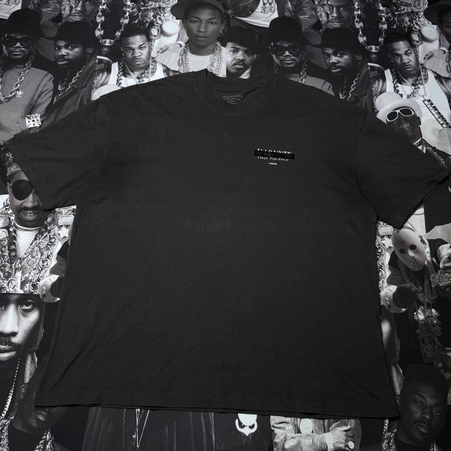 AllSaints Redact Oversized Embroidered Logo T-Shirt XL