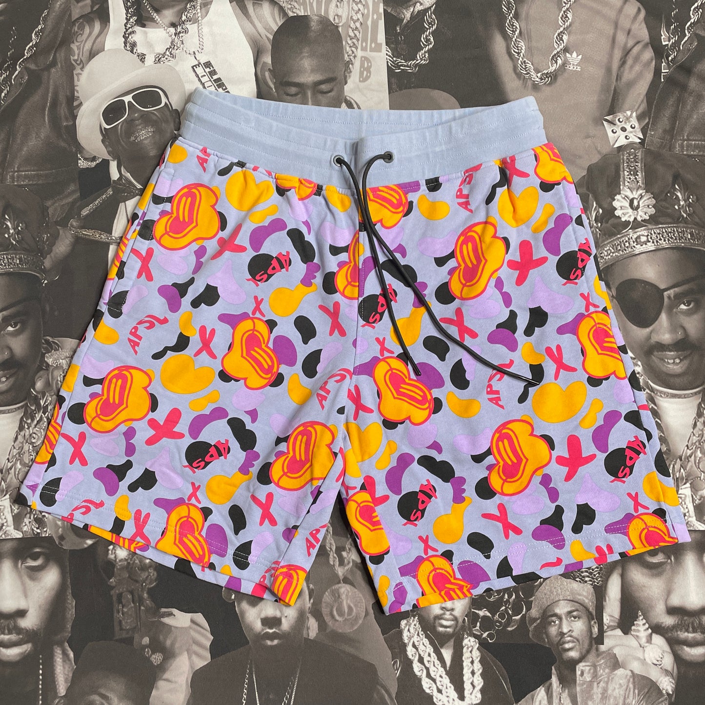 AlphaStyle Doodle Knit Shorts Purple MASN-SE-4033