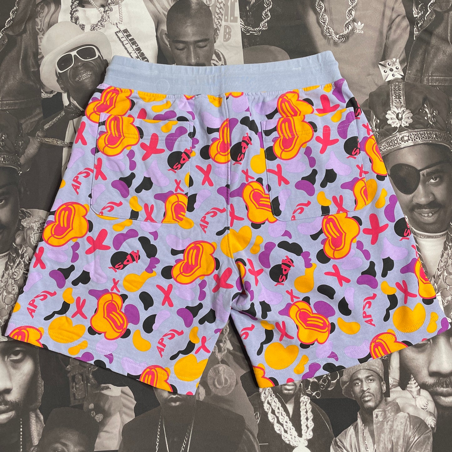 AlphaStyle Doodle Knit Shorts Purple MASN-SE-4033