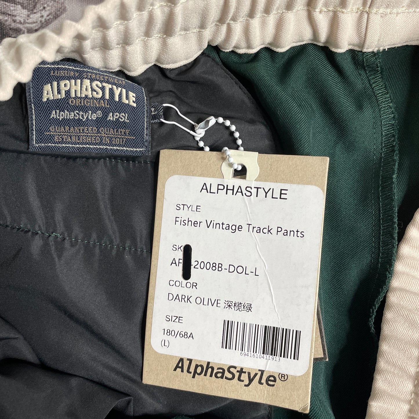 AlphaStyle Fisher Vintage Track Pants Dark Olive AFK-2008B-DOL