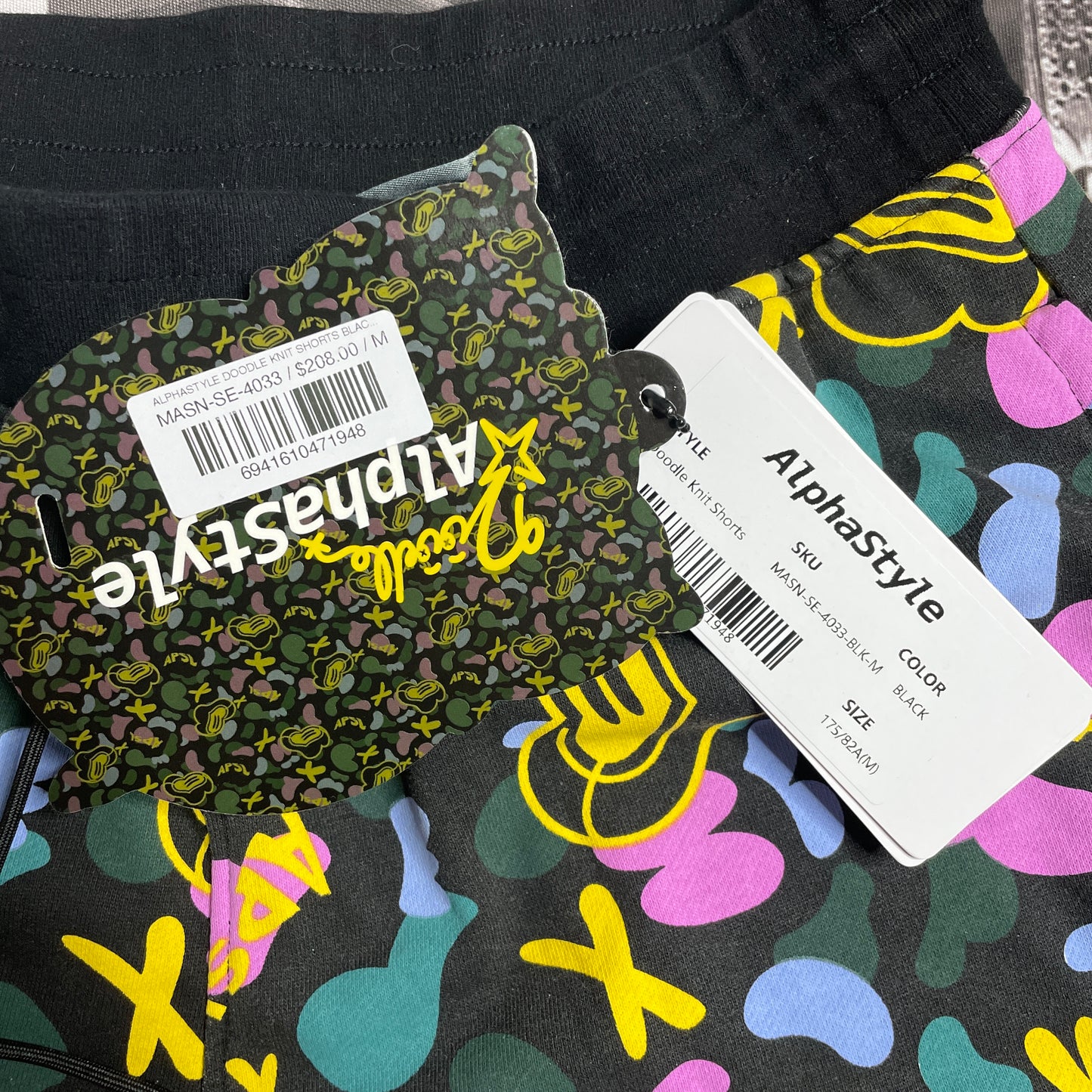 Alphastyle Doodle Knit Shorts Black MASN-SE-4033