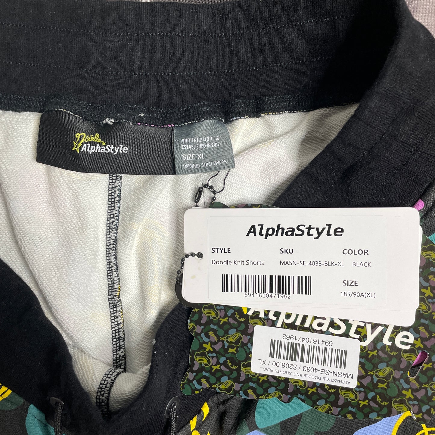 Alphastyle Doodle Knit Shorts Black MASN-SE-4033