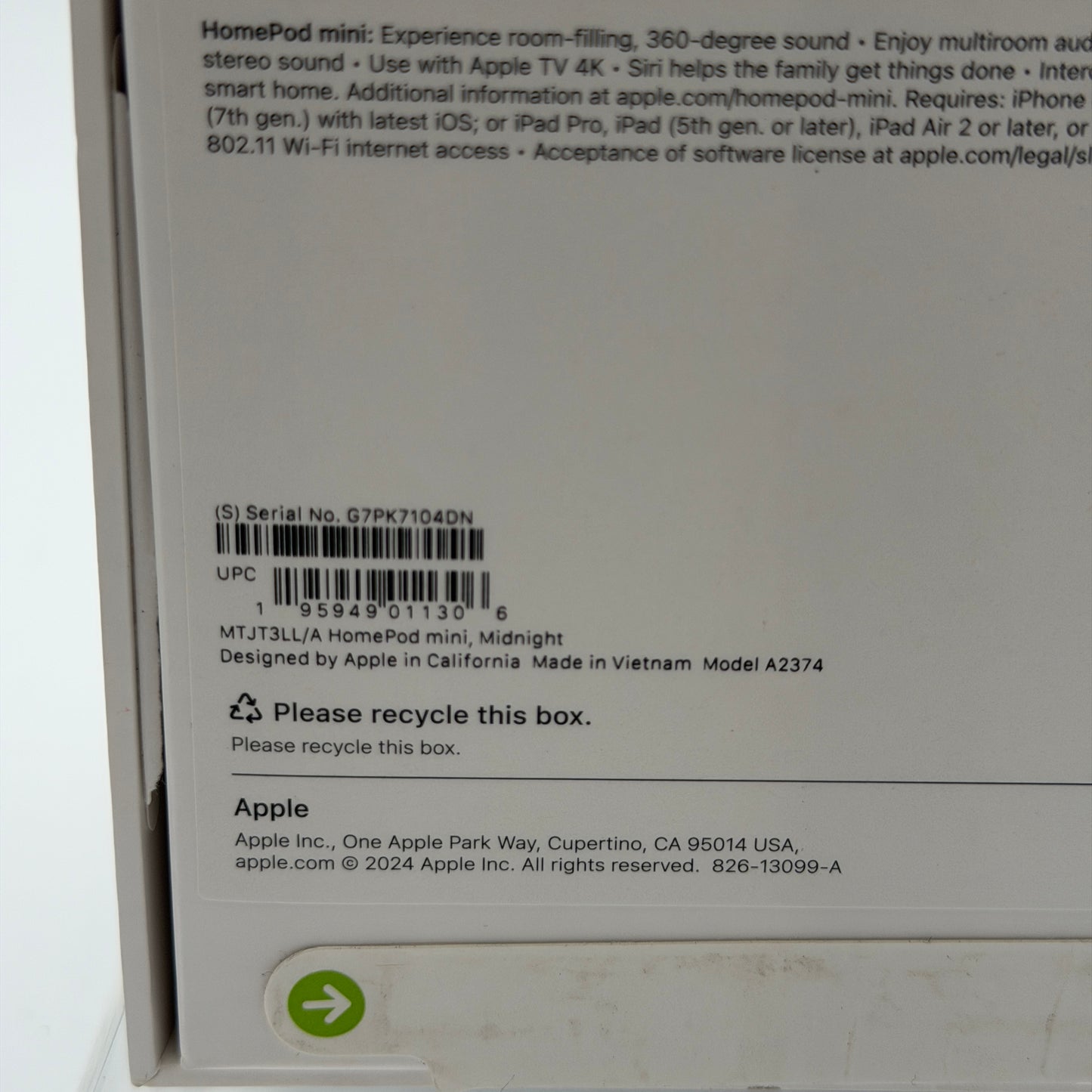Apple Homepod Mini Midnight Black New Open Box