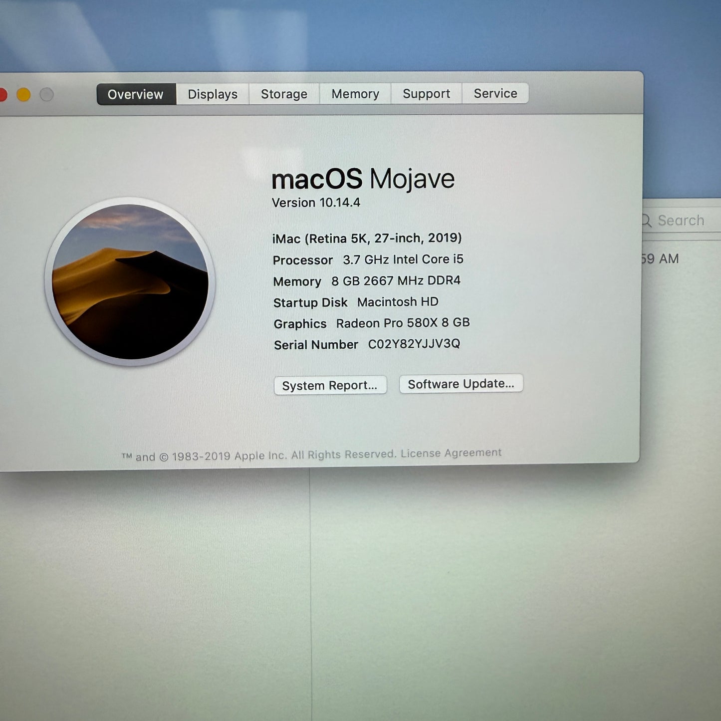 Apple iMac 27-Inch 5k Retina 2019 - 2TB SSD, Core i5, Wireless Keyboard/Mouse Chipped Screen