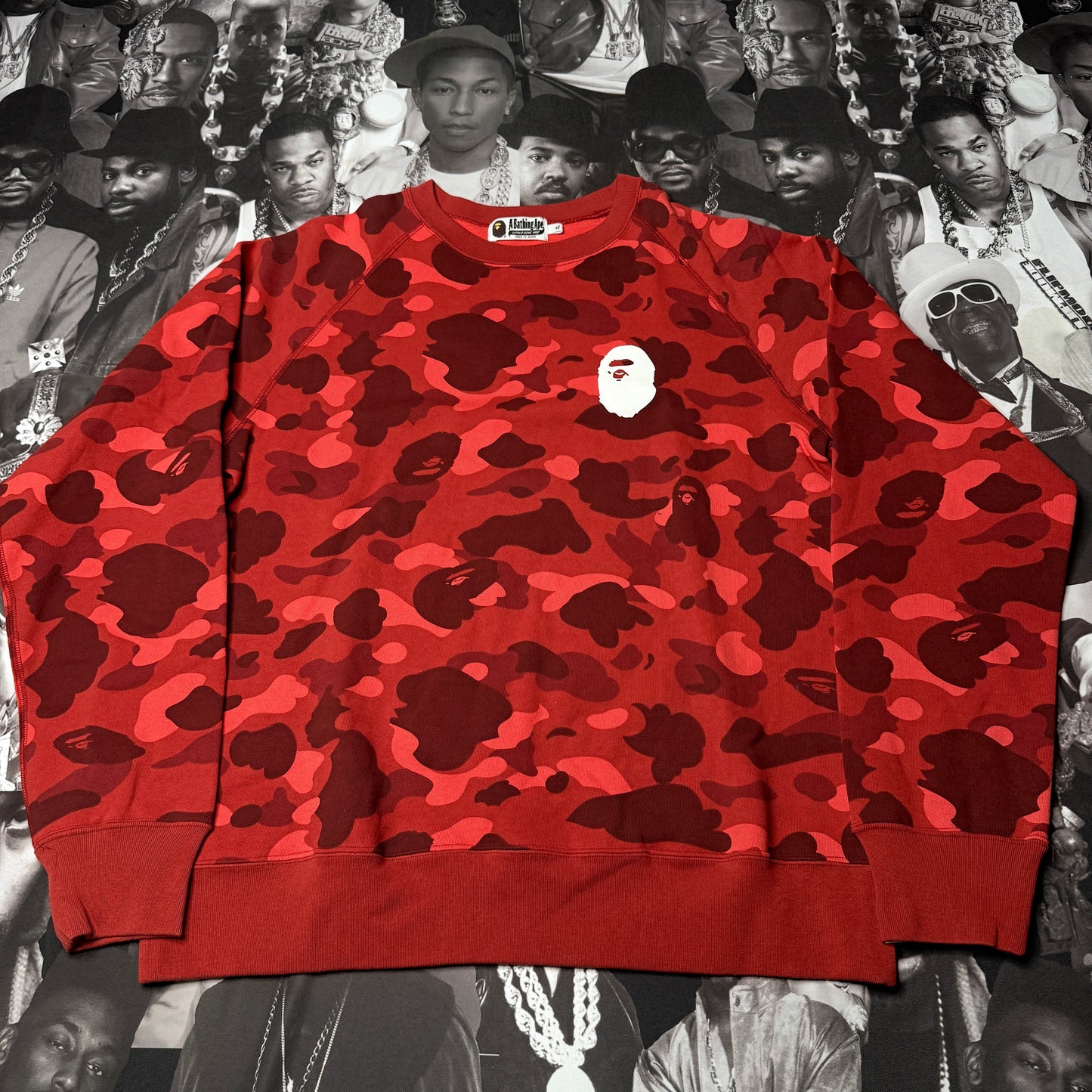 BAPE A Bathing Ape Color Camo Ape Head Red Crewneck (2017) sz XL