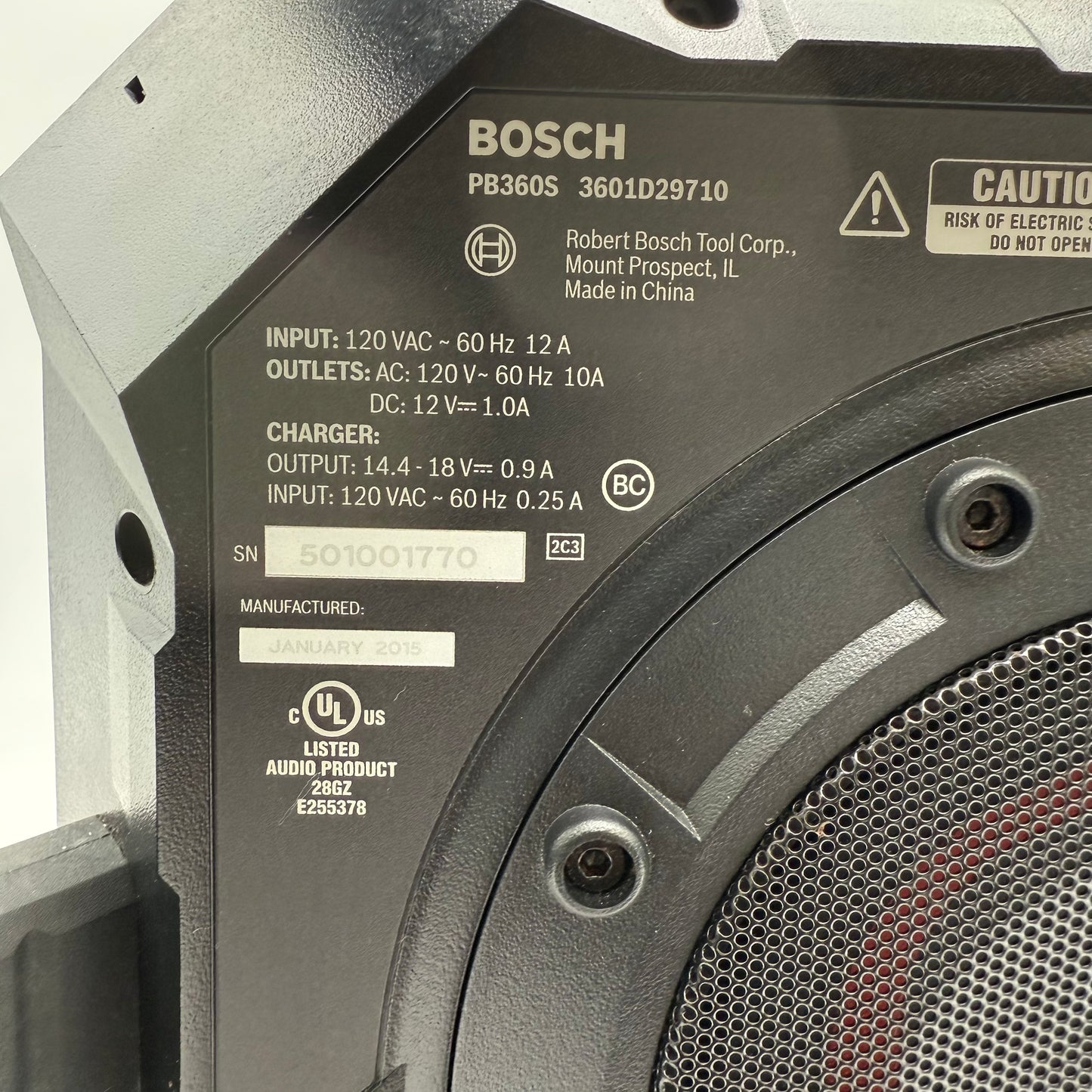BOSCH PB360S Power Box Jobsite Radio - Green Speaker - Used