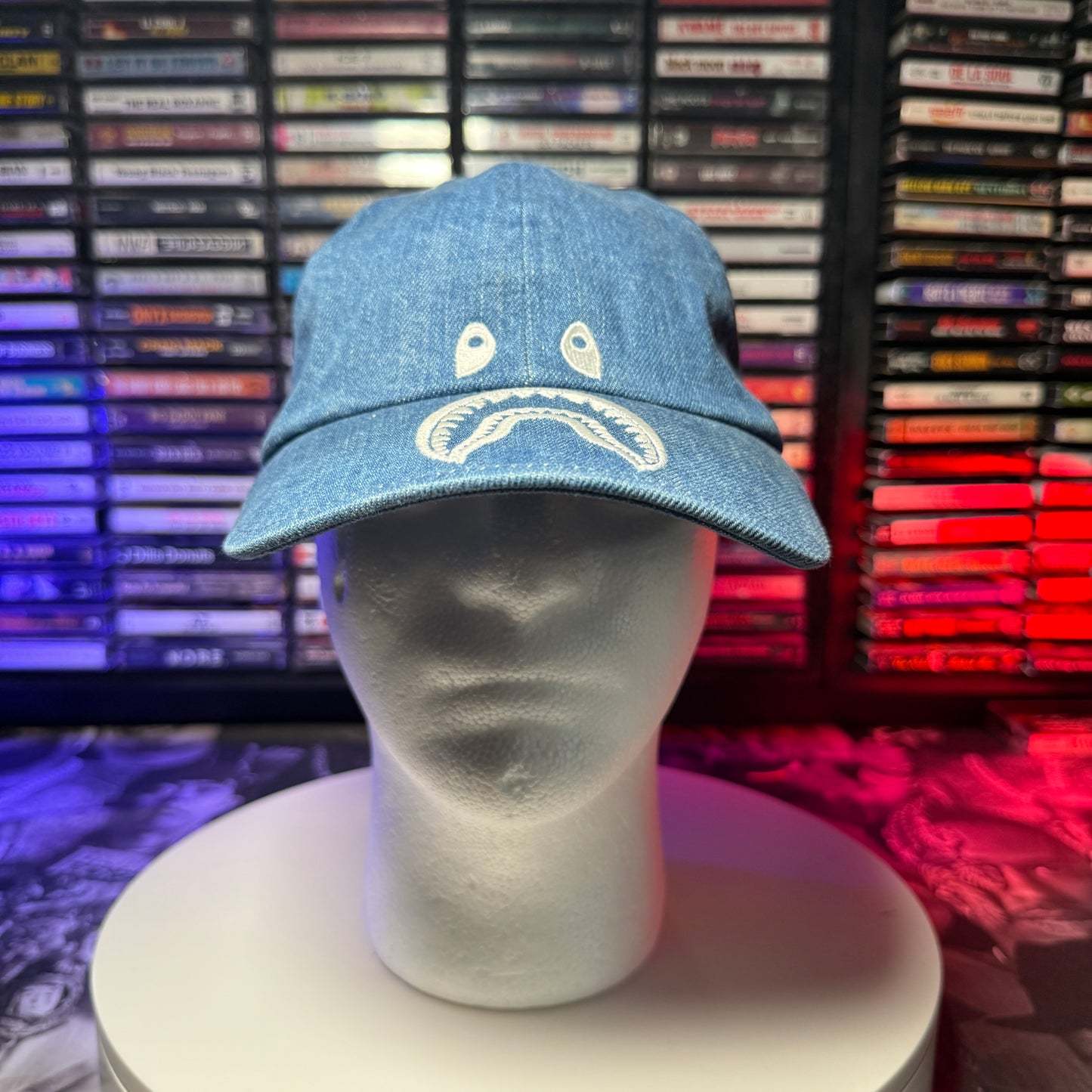 Bape Shark Denim Panel Strap Back Cap
