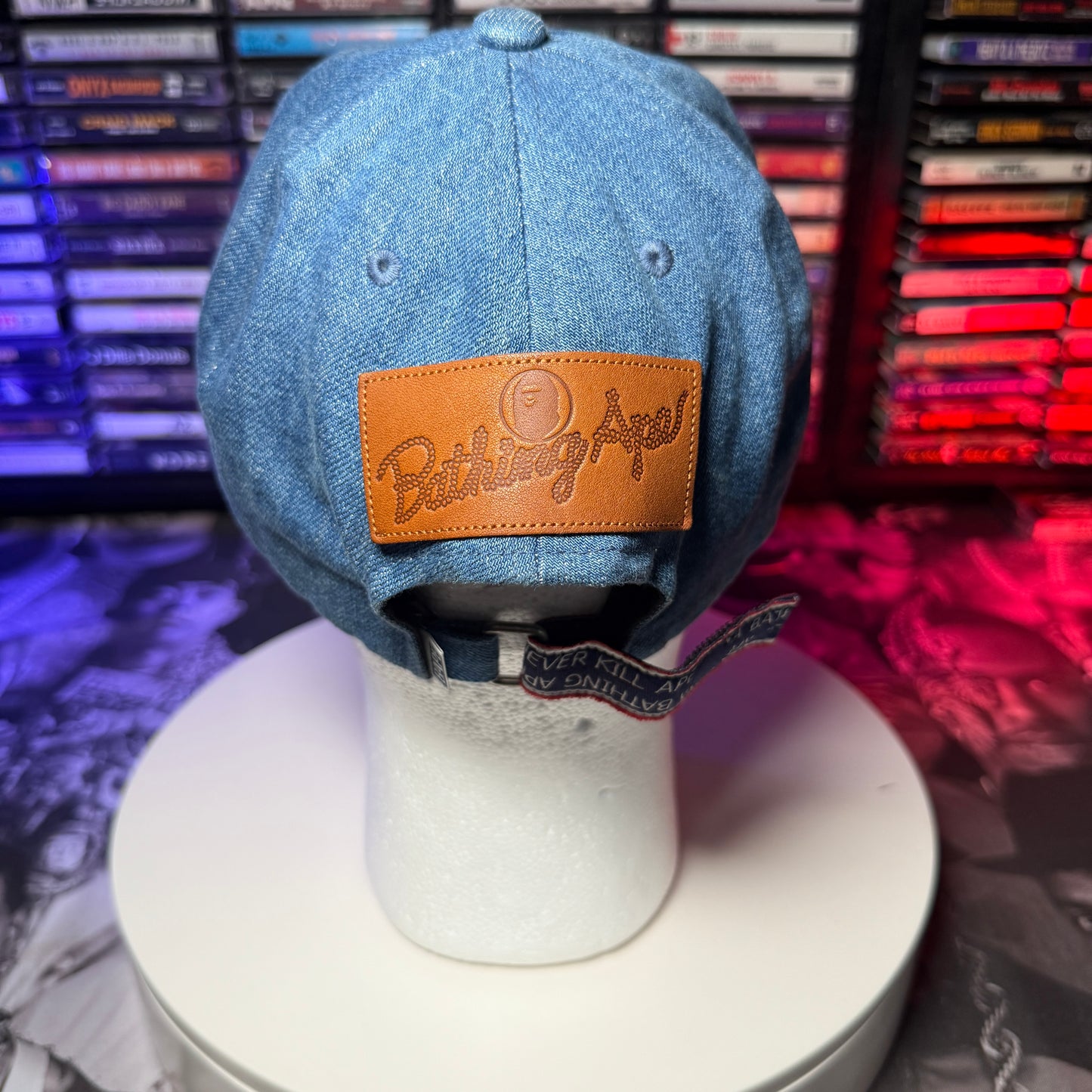 Bape Shark Denim Panel Strap Back Cap