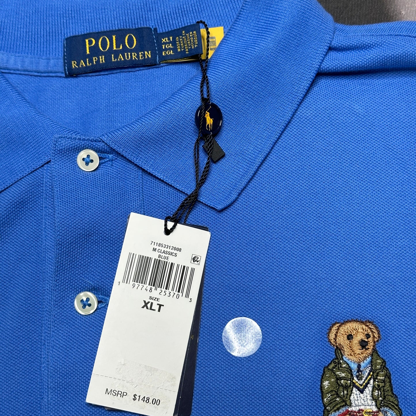 Big & Tall Polo Ralph Lauren Polo Bear Polo Shirt New England Heritage Blue SZ XLT 711853312008