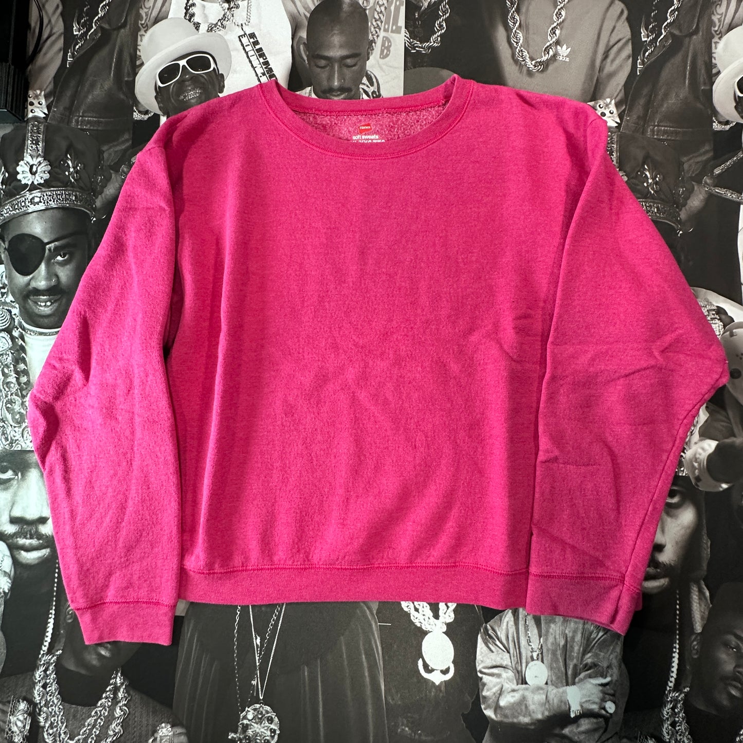 Blank Magenta Hanes Crewneck Sweatshirt Size XXL