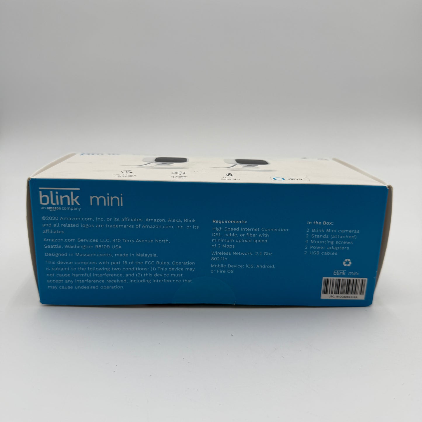 Blink Mini Indoor 1080p Wireless Security Camera White Used With Box