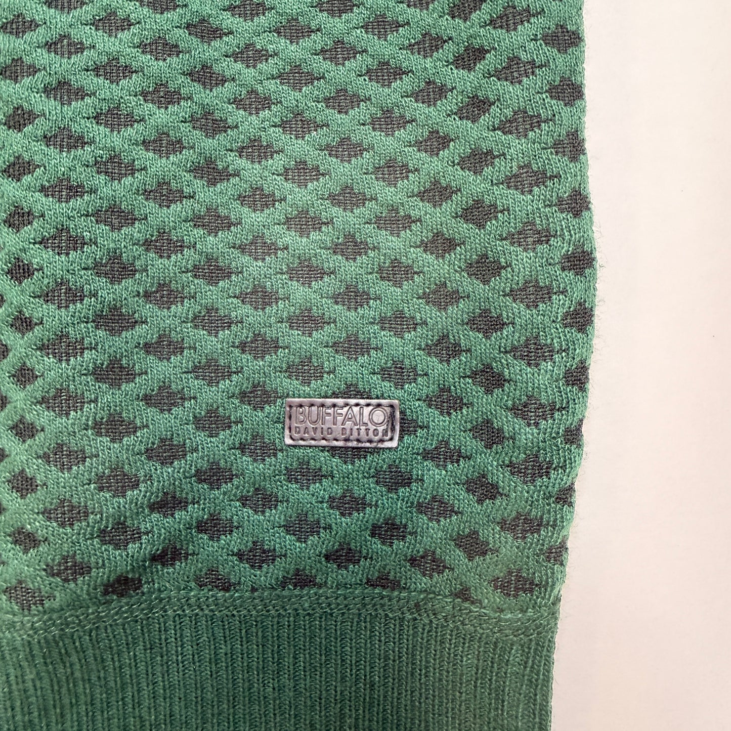 Buffalo David Bitton Knit Short Sleeve Button Down Shirt Green XL Used