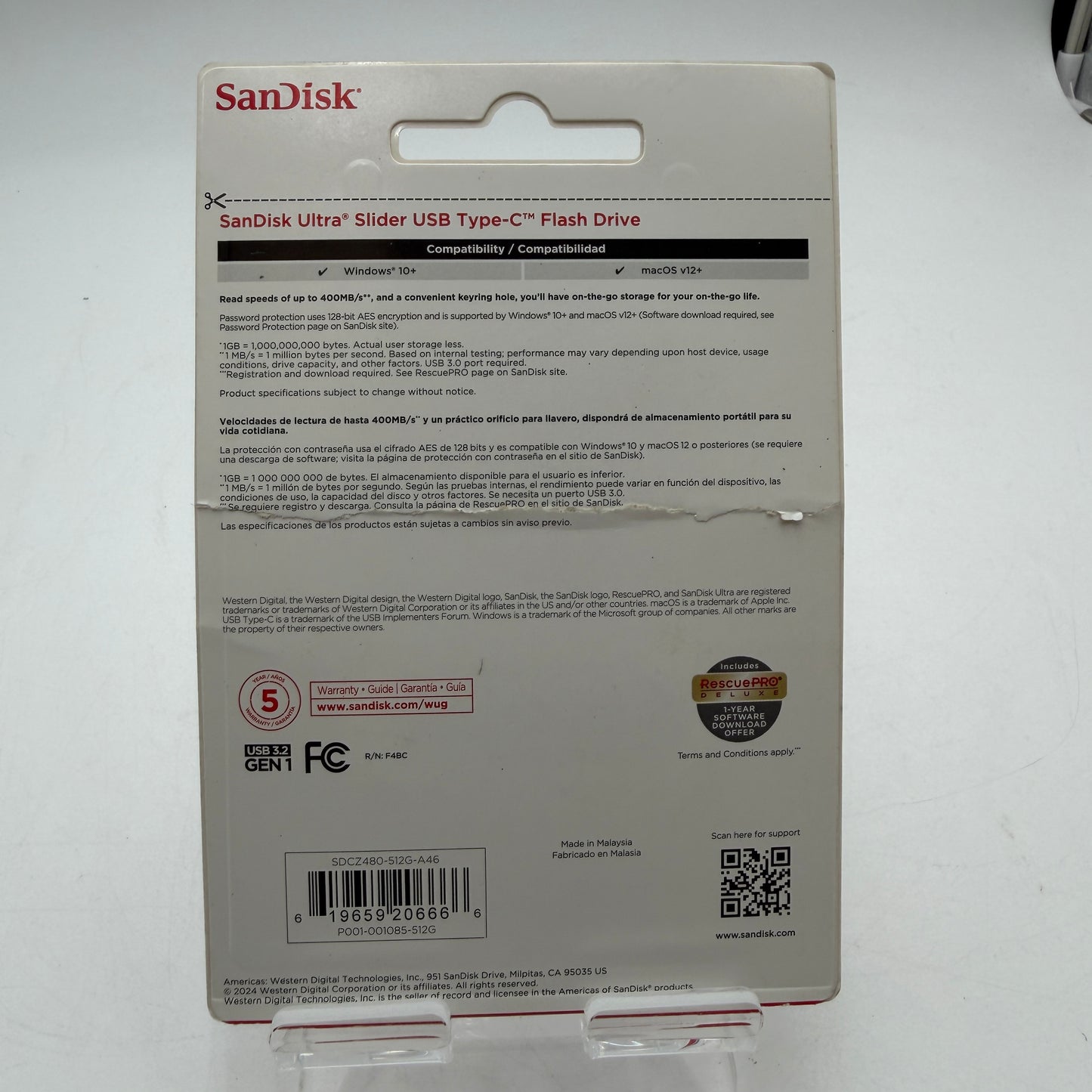 SanDisk Ultra Slider USB-C 512GB Flash Drive - New In Box