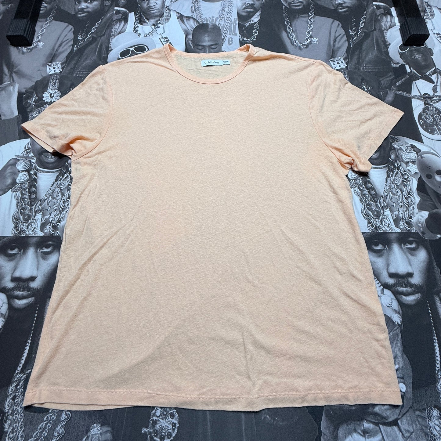 Calvin Klein Shiny Logo Classic Crewneck T-Shirt Orange size XXL