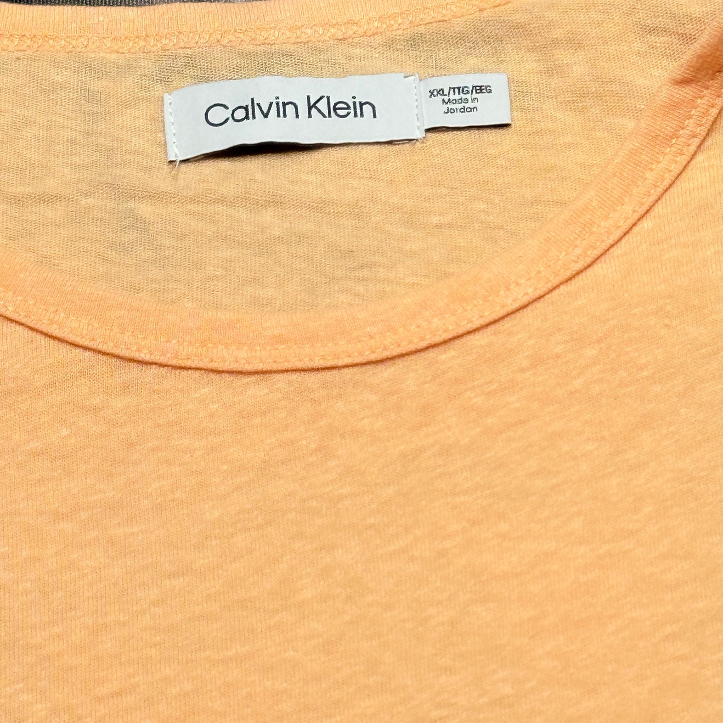 Calvin Klein Shiny Logo Classic Crewneck T-Shirt Orange size XXL