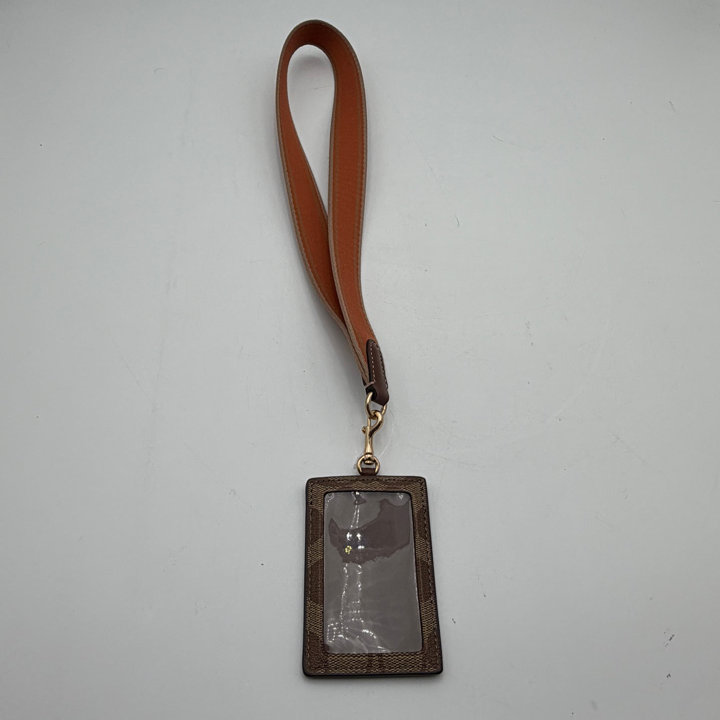 Coach Signature C Wide Neck Strap ID & Card Holder Lanyard Brown NWOT