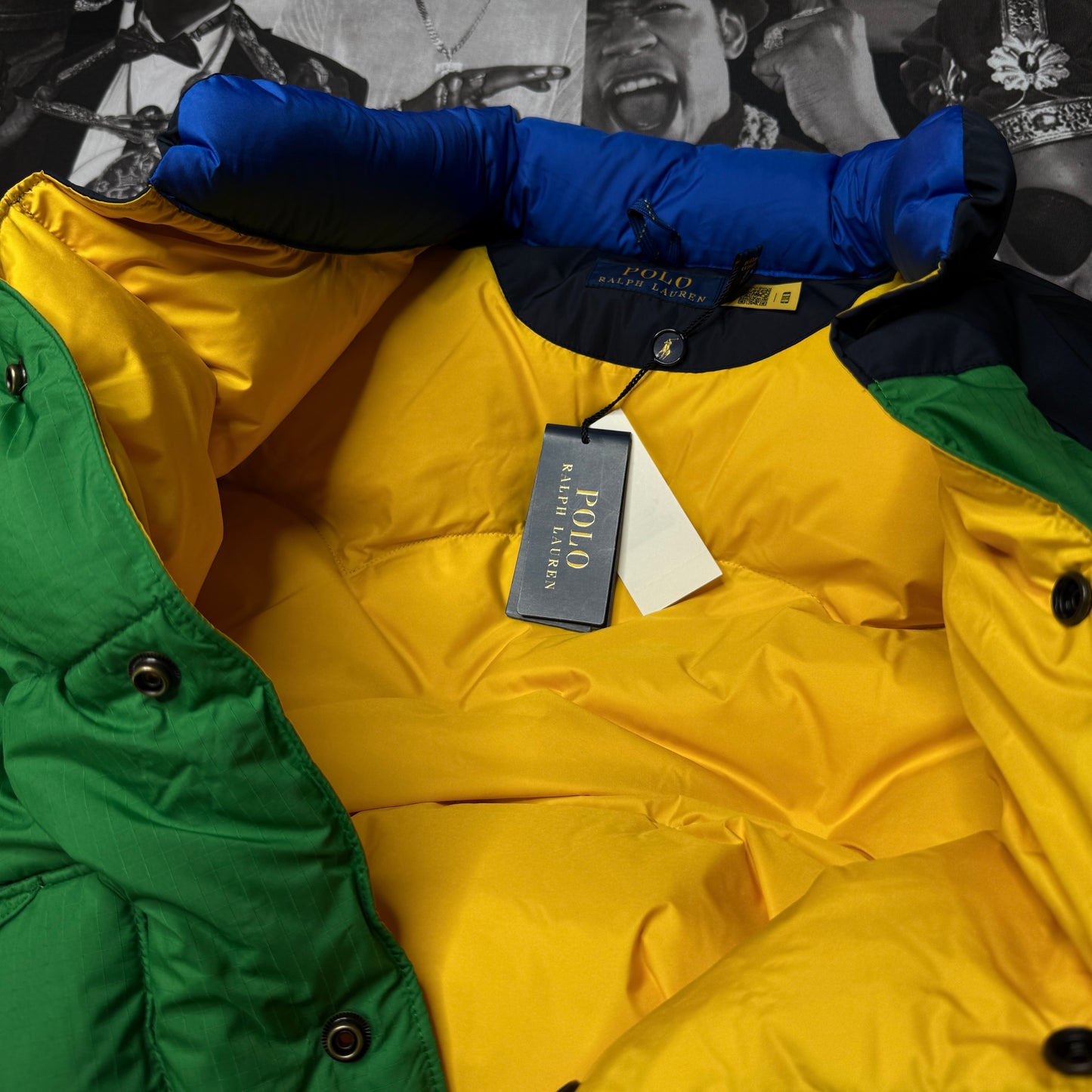 NWT Polo Ralph Lauren Color-Blocked Down Western Jacket XXL Green/Navy XXL