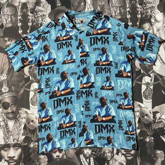 DMX RIP Woven All-over DMX Print Button Up Shirt Large