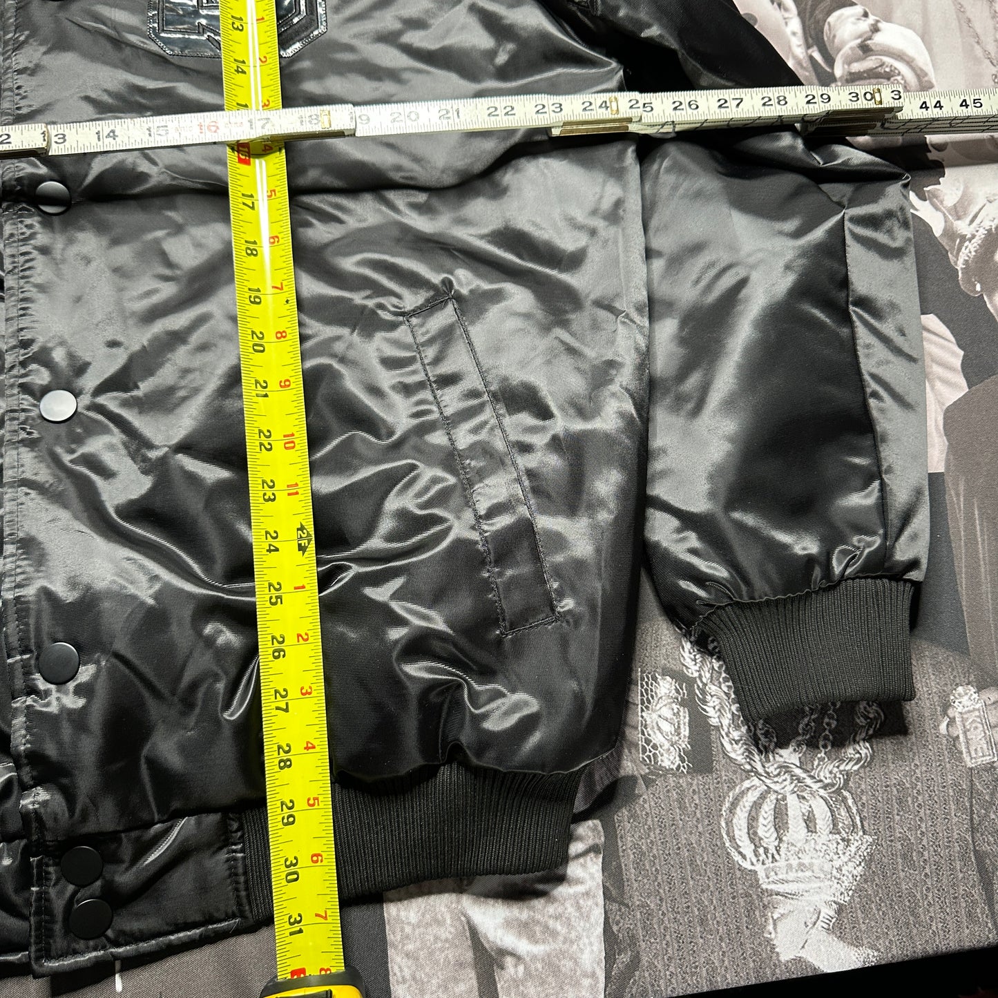 New w Tags Starter Satin Black Varsity Button Up Men's Size XL Jacket 6CYG0863