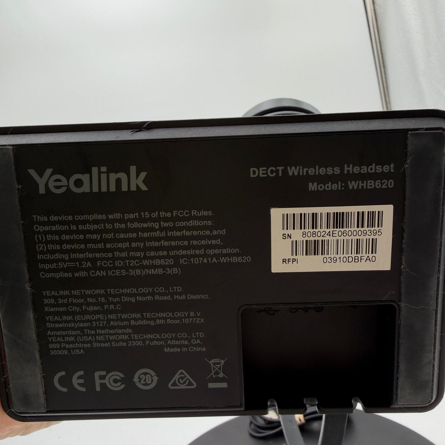 Yealink DECT Wireless Headset WHB620 Black