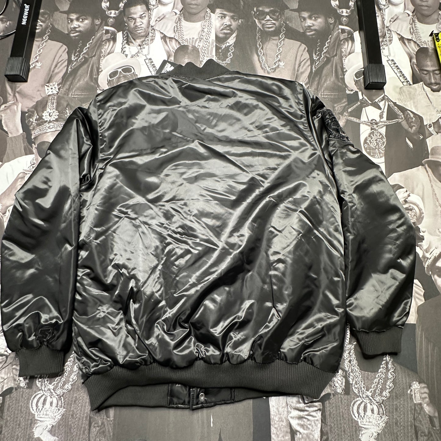 New w Tags Starter Satin Black Varsity Button Up Men's Size XL Jacket 6CYG0863