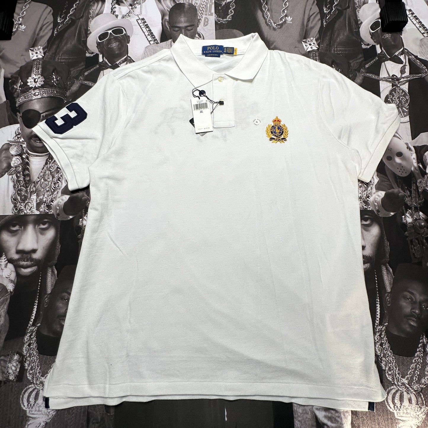 Polo Ralph Lauren Custom Slim Fit Triple Pony Crest Polo White SZ XL 710935534001