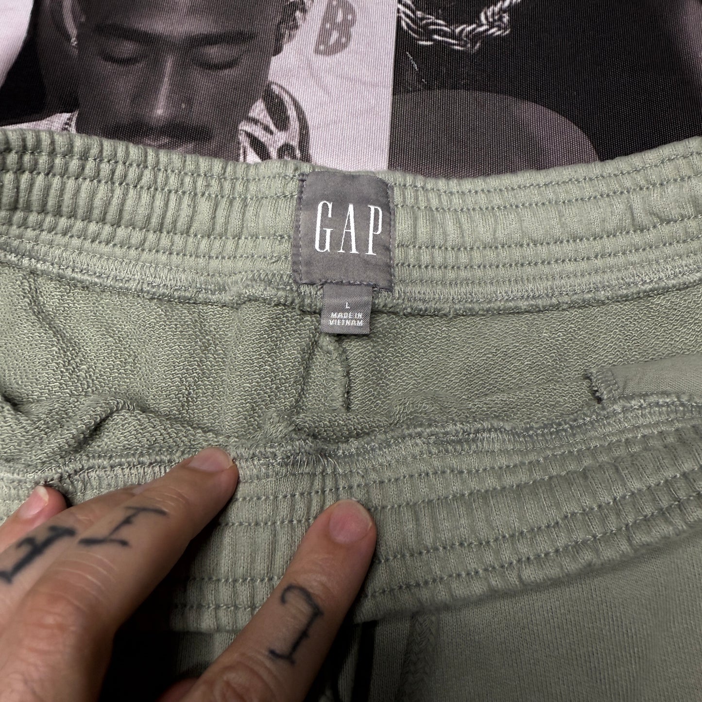 GAP Cotton Cargo Sweat Shorts Sage Green Size Large