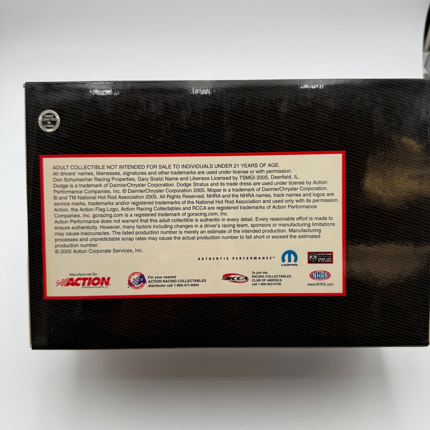 Action Racing Gary Scelzi 2005 Mopar Oakley NHRA 1:24 Carbon Fiber Funny Car Dodge Hemi