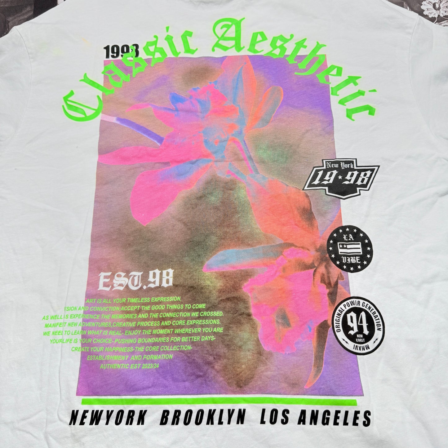 H&M Loose Fit Printed Tee White SZ XL READ