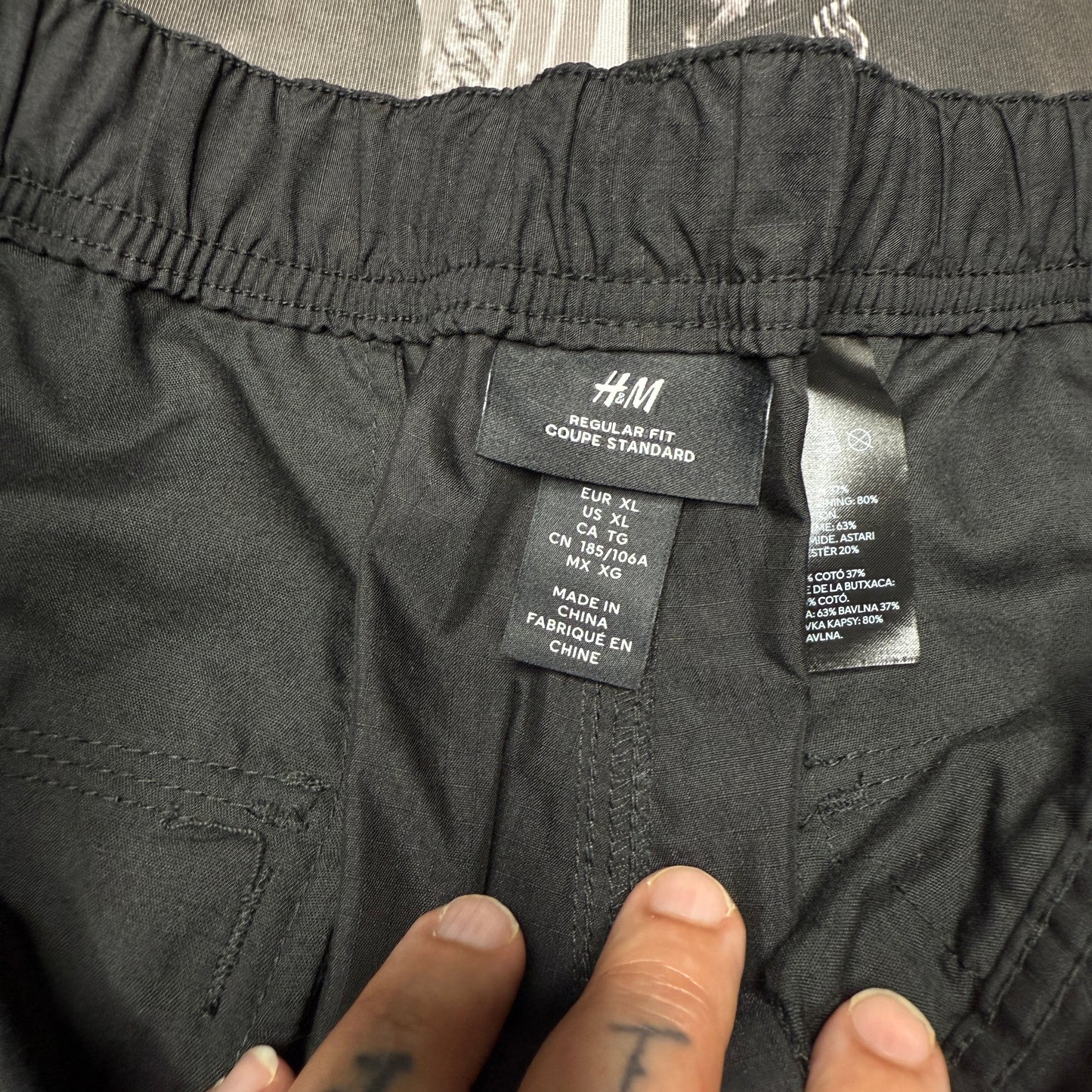 H&M Regular Fit Cargo Pants XL Black READ!