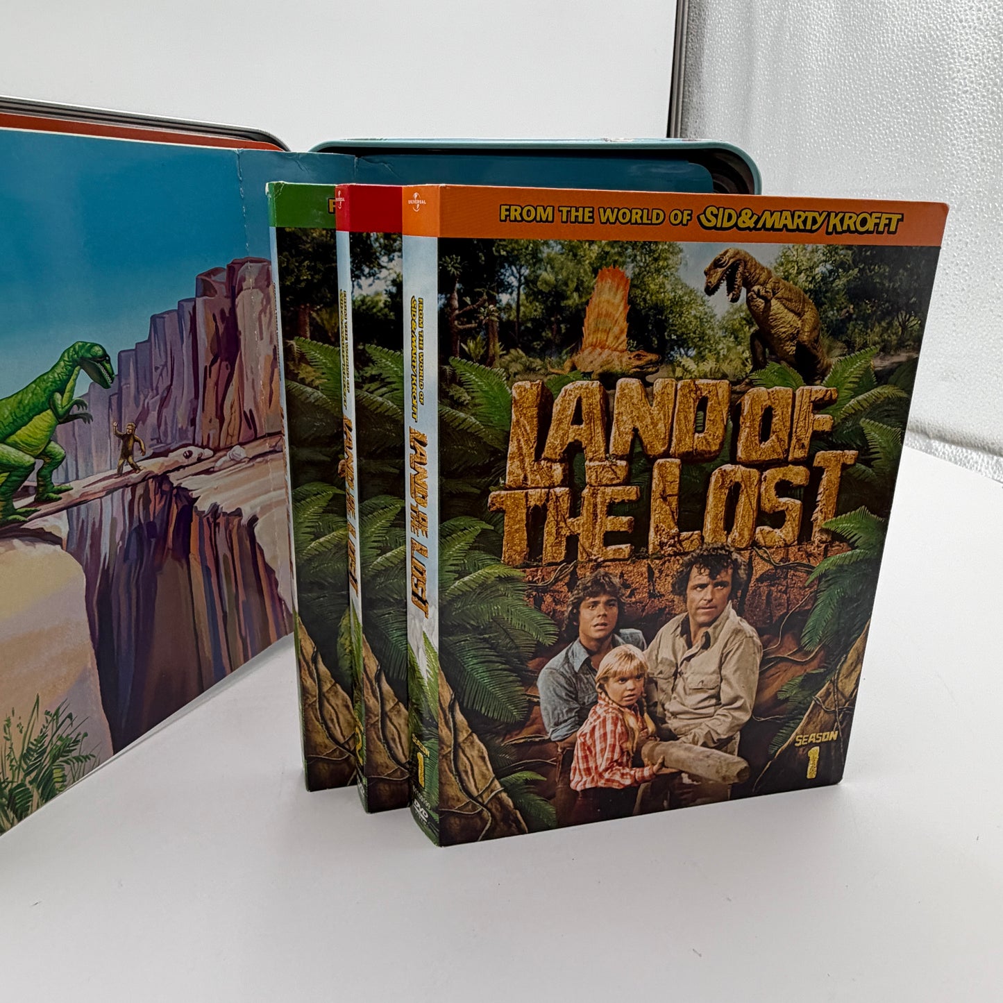 Sid and Marty Krofft Land of the Lost Lunchbox with Seasons 1-3 DVDs - Green - Collectible