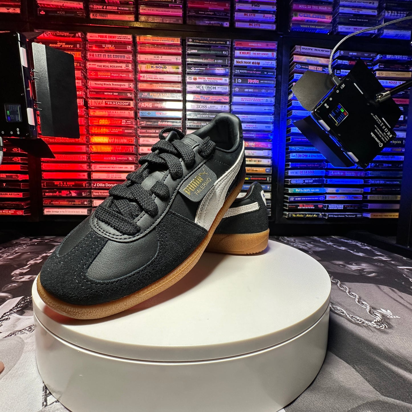 Women's Puma Palermo Leather Black/Vapor Grey-Gum 397467-03