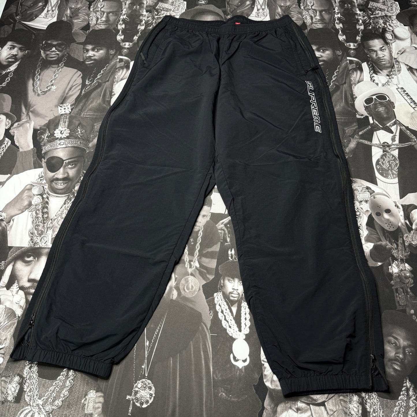 Supreme Full Zip Baggy Warm Up Pant Nylon Black sz XL