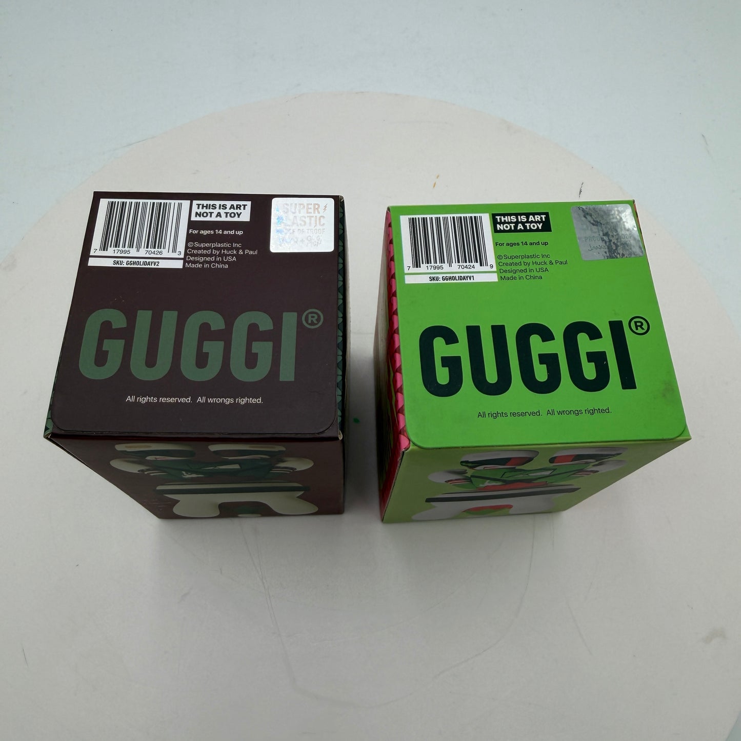 Super Plastic Holiday Guggi 3.5" Guggimon Vinyl Art Toy Figure Sealed Lot of 2