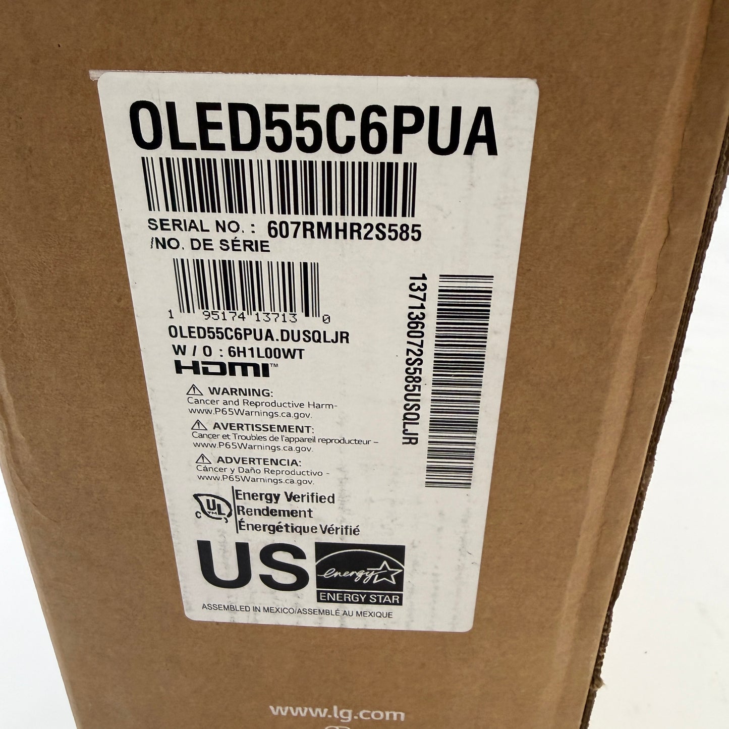 LG OLED evo AI C6 55" 4K Smart TV OLED55C6PUA - New In Box, Black