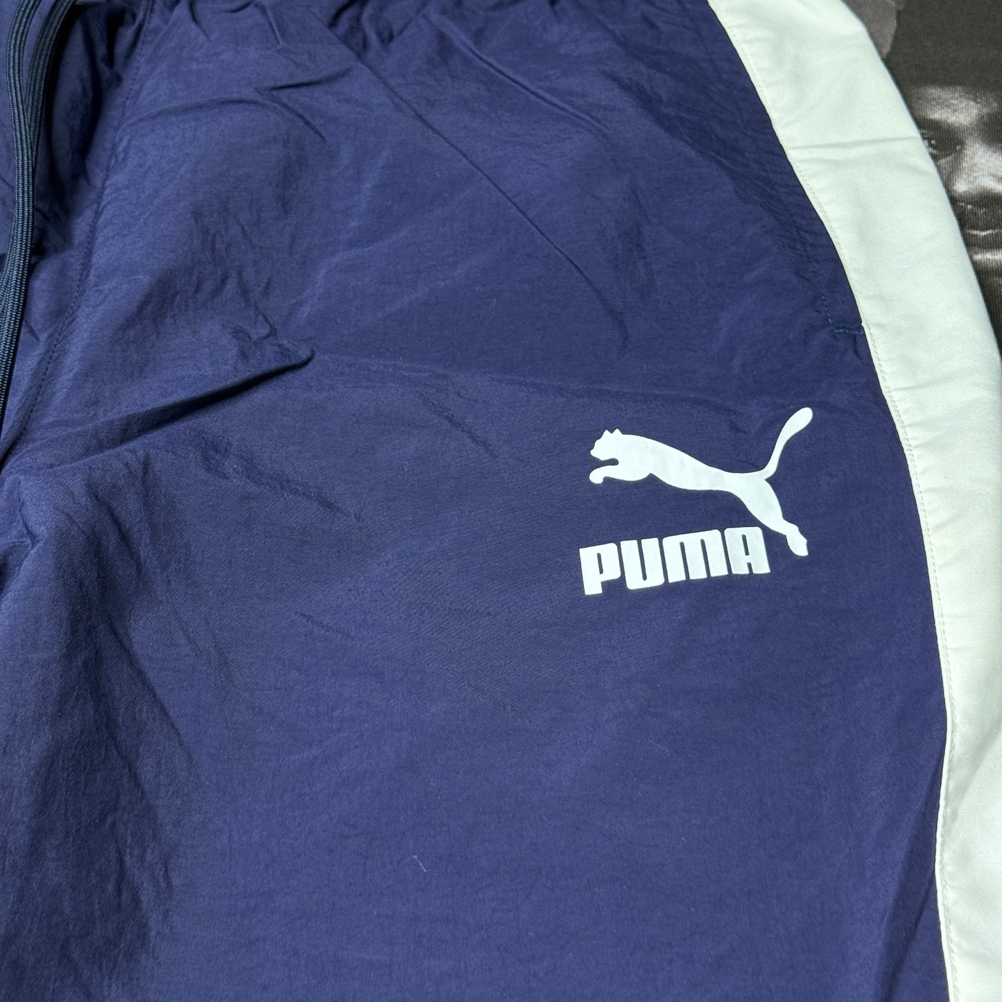 Mens Puma Retro Woven Pants Navy/White Sz Large 576377-06