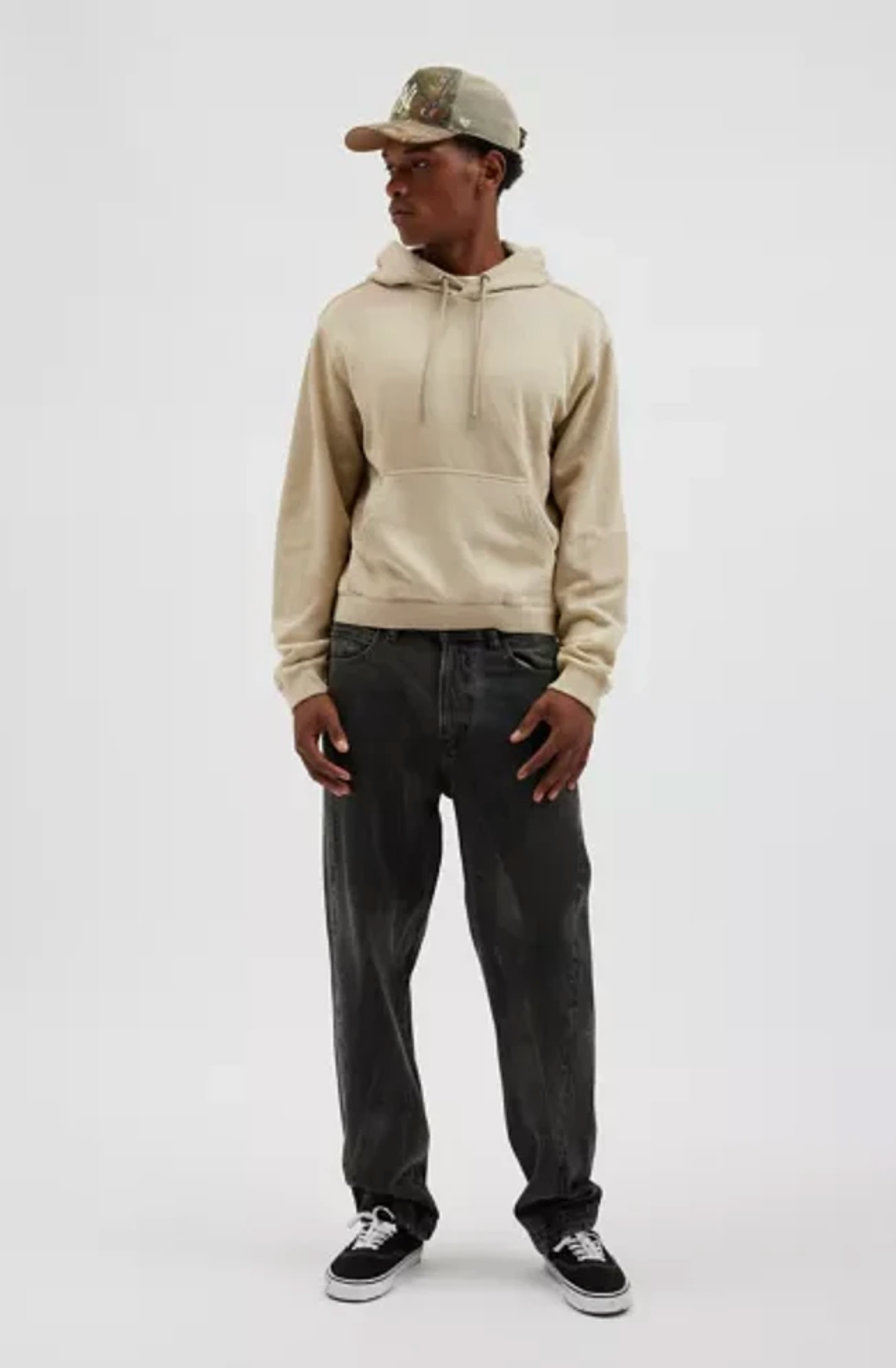 NWT BDG Bonfire Cropped Pullover Hoodie Sweatshirt Khaki