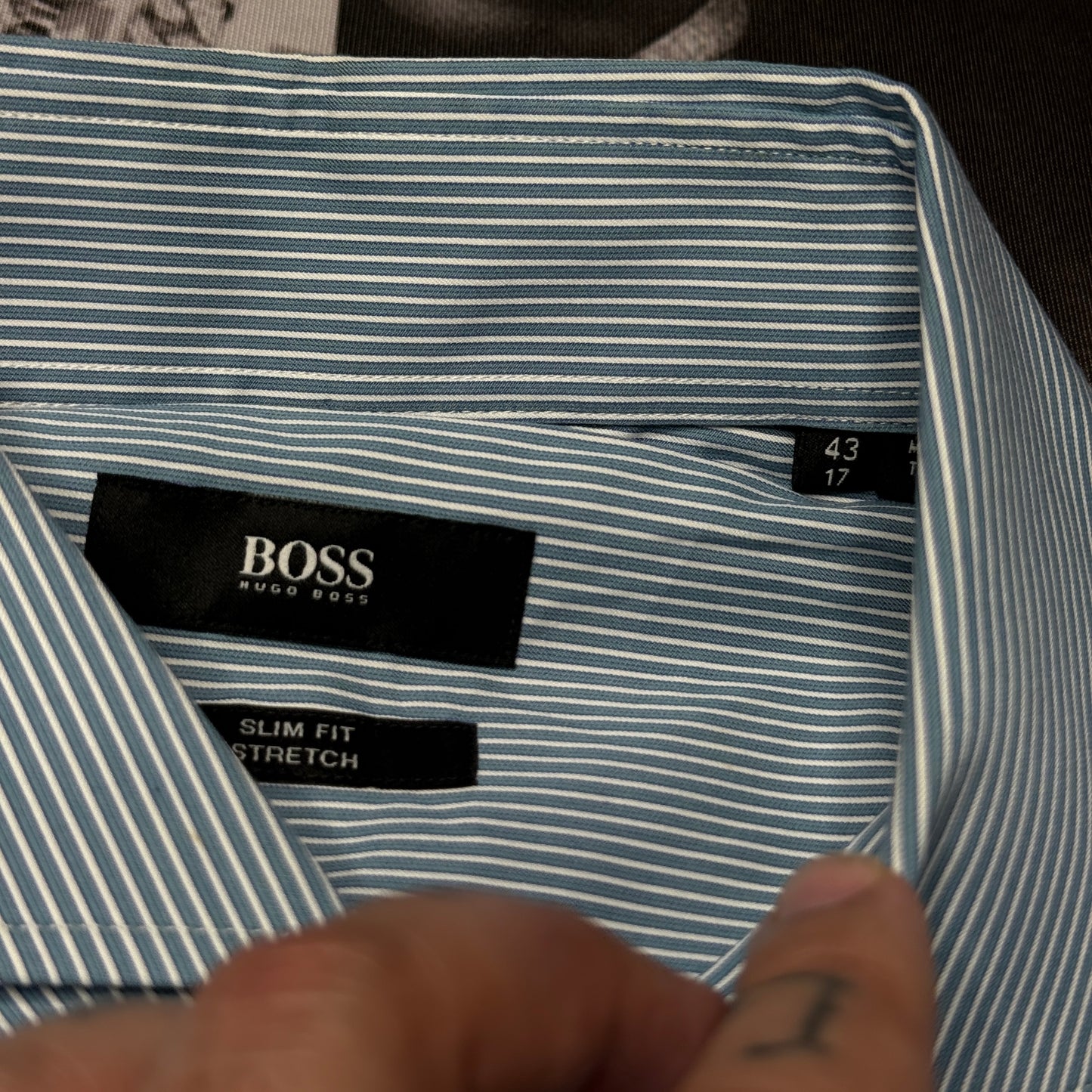 NWT Hugo Boss Slim fit Stretch Button Down 43R17 Neck XL