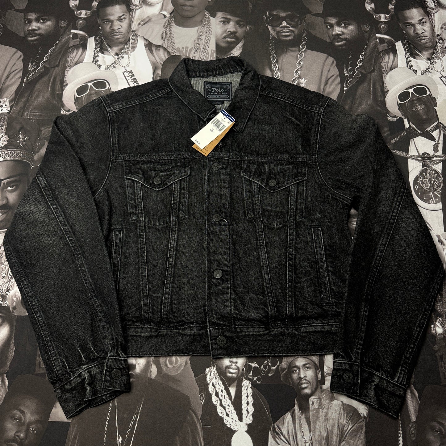 NWT Polo Ralph Lauren Black Denim Polo Bear Jean Jacket sz Large Limited