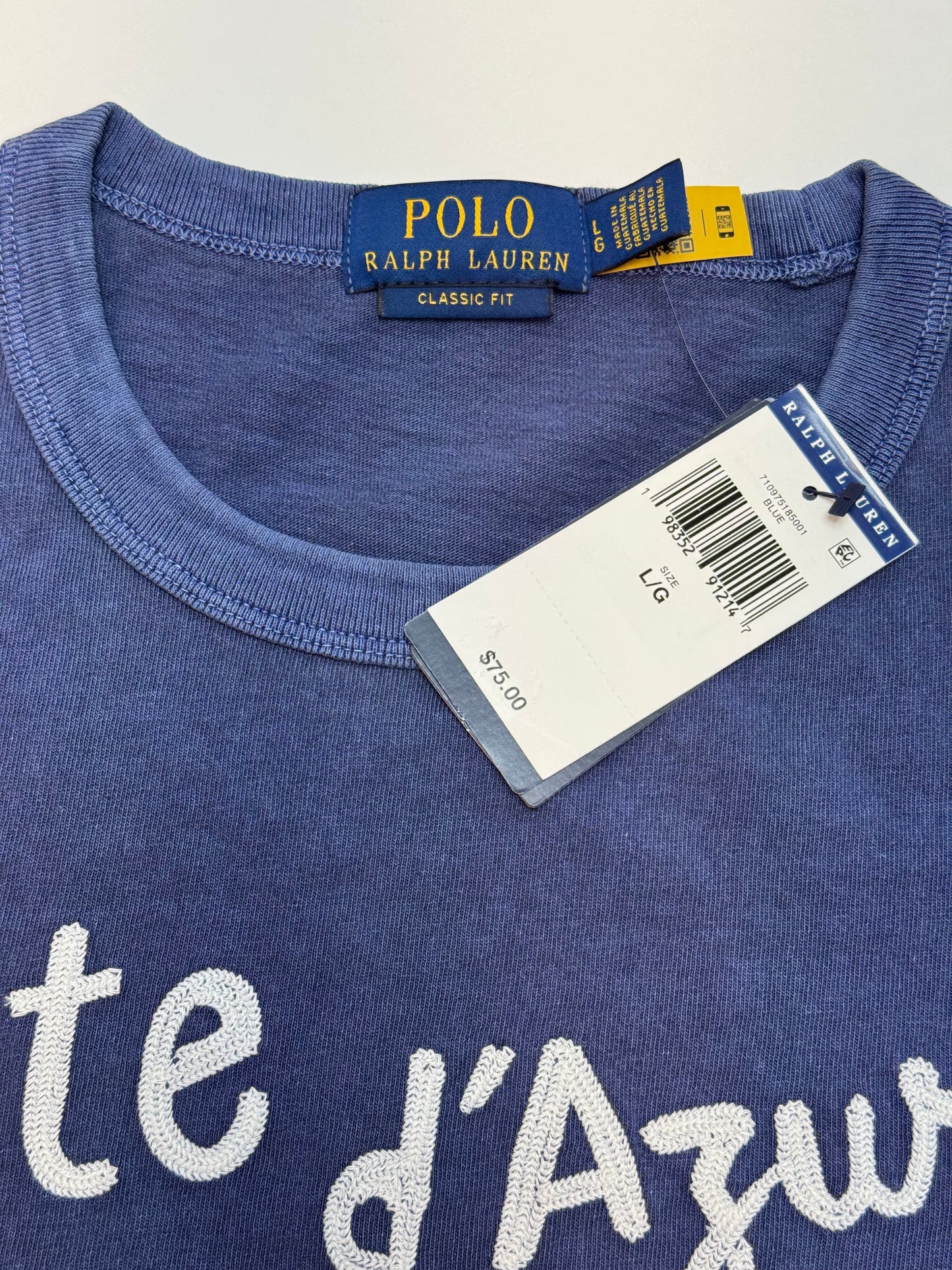 NWT Polo Ralph Lauren Classic Fit Embroidered Jersey T-Shirt Large Blue