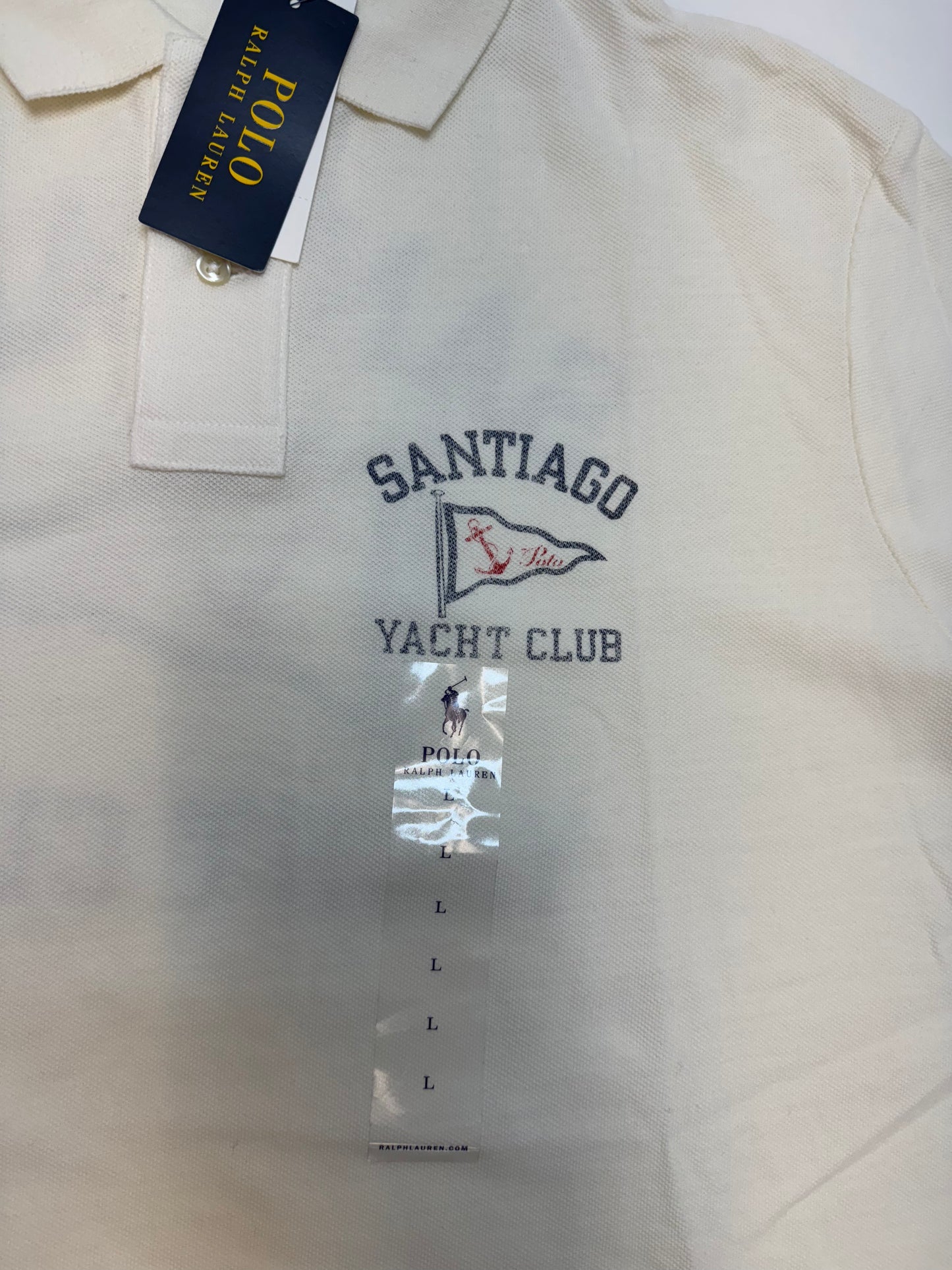 NWT Polo Ralph Lauren Classic Fit Nautical Mesh Polo Shirt Size Large White
